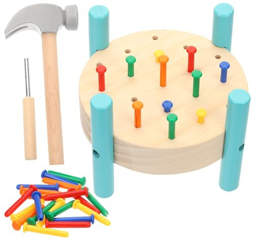 jojofuny Puzzle Toy Set - Wooden Hammer Game, Pounding Bench & Nails Kit, Montessori Developmental Toy for Kids, Boys & Girls, Toddlers