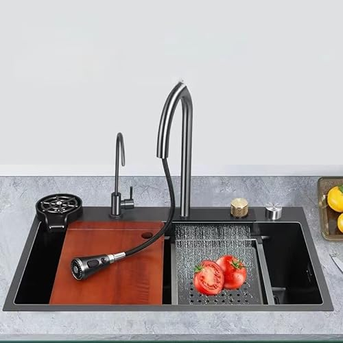 TONONE Luxus Küche Waschbecken Regenwasser Wasserfall Spüle Edelstahl Wohnzimmer Zuhause Spüle Untertischbecken Waschbecken