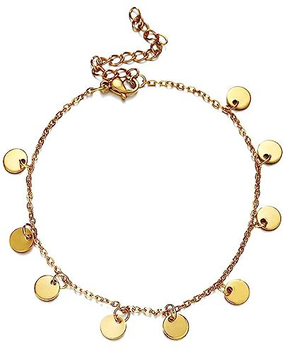 AMDXD Gelbgold 18K 750 Fußkettchen für Damen, Kette mit Rund Fußschmuck Armband Damen Echte Goldschmuck für Frauen, Länge 30cm