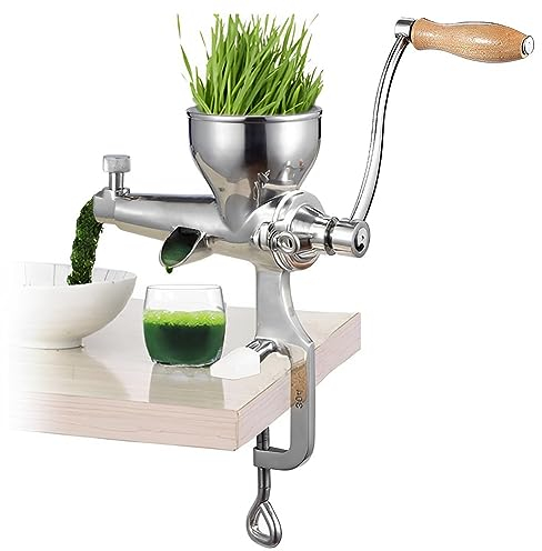 QUTBAG Stainless Steel Manual Juicer Extractor, Desktop Portable Wheatgrass Juicer with Silicone Mat, Home Health Juice Extractor Tool for Juicing Wheat Grass Celery Kale Spinach Parsley