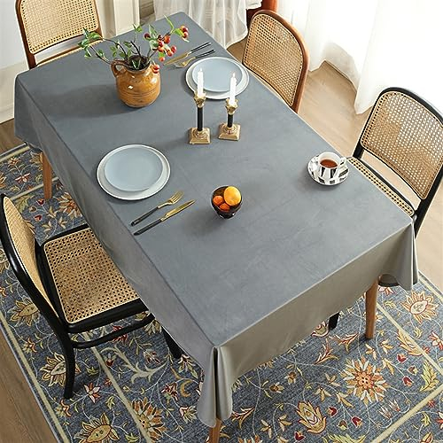 Reyox Tischdecke Samt Baumwolle Tischwäsche Abwaschbar Tischtuch Fleckschutz für Home Küche Dekoration Grau 135 x 135 cm Quadratisch