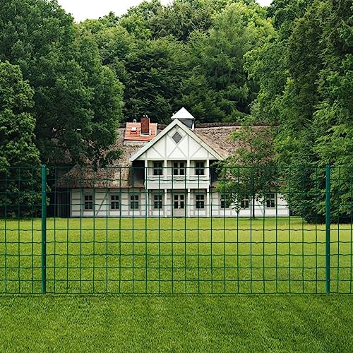 SKM Clôture métallique en acier 20 x 1 m Vert Poids : 22,8 kg 142811 Panneau Grillage Rigide Poteau
