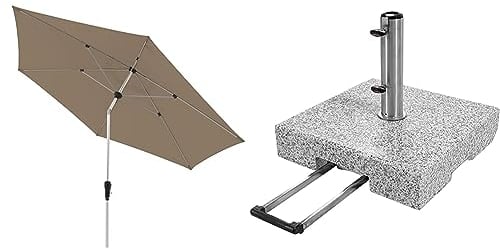 Doppler Sonnenschirm Aluminium 330 Greige Granit-Sonnenschirmständer mit Ausziehgriff 72kg