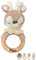 wunderwunsch® - Personalisierter Beißring Baby - Niedlicher Greifling für Baby's ab 0 Monate - Babyrassel mit Name als Baby Geschenk für Mädchen und Jungen (Reh mit beige Kragen,mit Gravur)