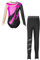 Alvivi Mädchen Turnanzug Glitzer Gymnastikanzug mit Leggings Hose Langarm Ballettanzug Gymnastik Leotard Trikotanzug Akrobatik Wettbewerb Tanzkostüm Dunkel Rosa&Schwarz 146-152