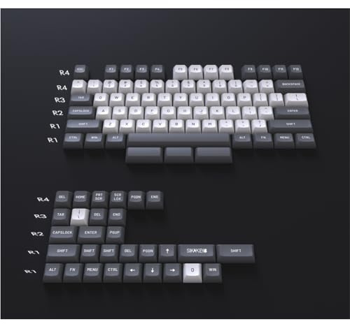SIKAKEYB PBT Doubleshot 60/64/68/84 Benutzerdefinierte Tastatur-Tastenkappe, Cherry Profil, kompatibel mit Cherry Gateron Kailh MX Switch mechanischer Tastatur (weiß-grau)