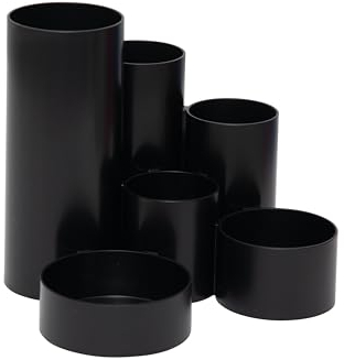MAUL Stiftehalter MAULtubo Recycling Ø15x12,5 cm | Schreibtisch Organizer mit 6 Köchern | Büro Organizer für Stifte, Kugelschreiber, Pinsel und Schere | Stilvoller Stifte Organizer | Schwarz