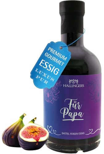 Hallingers Genuss Manufaktur Gourmet-Essig Vatertagsgeschenk - für Salate, Getränke & Speisen in wertiger Geschenkflasche Für Papa 3% Säure Dattel-Feigen-Essig, Geschenkidee für Papa Opa