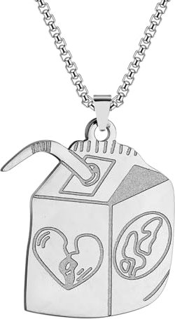 GZHENGZG Herren Halsketten und Damenschmuck Hip Hop Juice Box Frauen Halskette Gold Silber Anhänger Kette Halskette Geburtstagsgeschenk