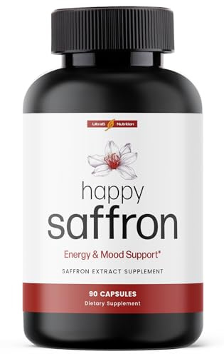 Ultra6 Nutrition Happy Saffron Supplements - 100% Pure Saffron Extract Supplement for Eye Health Support - Mood Enhancer for Women & Men (90 Servings)