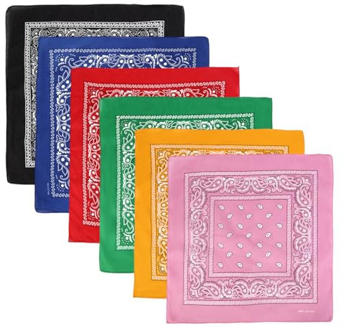 WMUVAZA Bandana Herren Damen, 6 Stück Bandana Kopftuch Damen und Herren, Paisley Halstuch Dreieckstuch, 54 x 54 cm