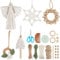 BEUNITONE DIY Macrame Christmas Ornaments 5 Set Mini Christmas Door Knob Hanger Ornaments for Adults Beginners Craft Kit Snowflake Hanging Macrame Kit with Instructions for Home Hanging Decoration