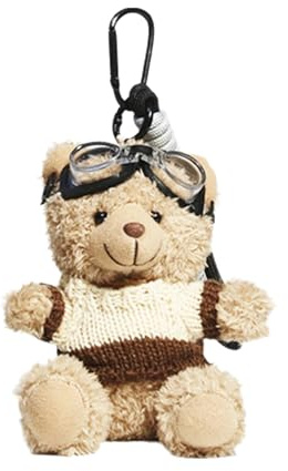 LUOFENG Pendentif en forme d'ours, joli porte-clés en forme d'ours pilote, pendentif mignon pour sac et clé, porte-clés en peluche, breloque de téléphone, décoration animale personnalisée