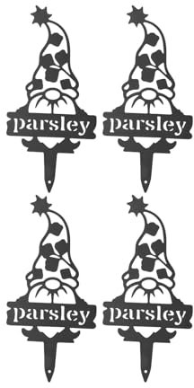 4Pcs Decorations Spring Garden Stakes Metal Outdoor Gnome Decor Plant Markers Rustproof Decorative Marker Label Stake for Lawn Yard Outside (Parsley)