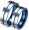 Verlobungsring Paar Echt Silber, Ring Zirkonia Blau 2 er Wolfram 6mm Schwarzer Gebürsteter Ring mit Abgeschrägter Kante Bandring