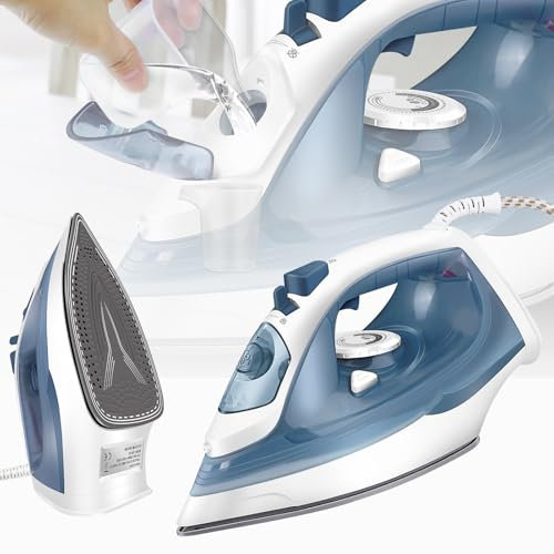 Steam Iron Steam Shot,Powerful Iron Box Corded Iron 2400W with 5 Steam Modes,Vertical Steam Spray Steam with Non-Stick Soleplate,40g Continuous Steam with 350ML Water Tank &Self-Cleaning