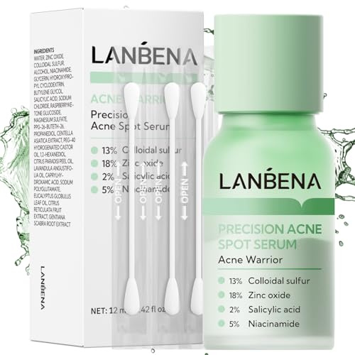LANBENA Precision Acne Treatment Spot Serum, Drying Lotion, Overnight Acne Treatment For Face, Dry Out Pimples, Blemishes, Zits And Clean Pores, 0.42 Fl Oz (Pack of 1)