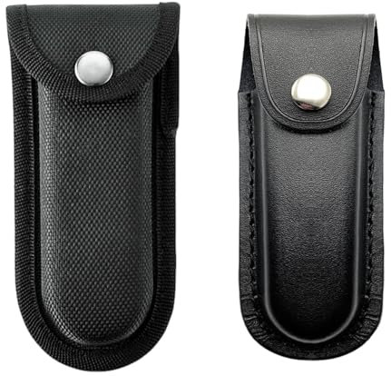 FFDHWU 1 Leather & 1 Nylon Knife Case, Folding Knife Protective Case, Portable & Versatile Design