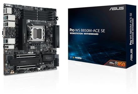 ASUS Pro WS B850M-ACE SE AMD AM5 B850 mATX MicroATX Business motherboard, PCIe 5.0 x 16, DDR5, 2x PCIe 5.0 M.2, PCIe 5.0 MCIO, U.2, 10G & 2.5G LAN, USB4®, ASUS Control Center Express Remote Management