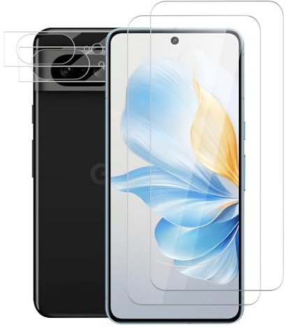 VideoSecu 2+2 Pièces Verre Trempé pour Google Pixel 8, 0,33mm Couverture 3D 9H Dureté Anti-rayures protection écran, Toucher Sensible et Pose sans Bulles Google Pixel 8 vitre protection +Caméra