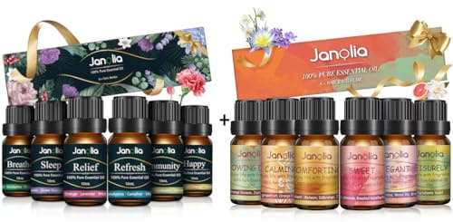 Janolia Ätherische Öle Naturrein Duftöl Set Reines Natürliche Ätherische Öle für Diffuser Luftbefeuchter, Aroma Duftöle Geschenkset, Ideal Essential Oils für Zuhause, Büro, Spa