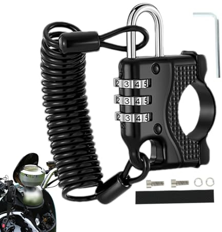 Jiwyunlu Antivol Pour Casque De Moto,Gadget de Protection de Casque Anti-Vol à Combinaison Numérique | Antivol Rétractable - pour Adultes Femmes Parking Extérieur Moto Vélo Électrique
