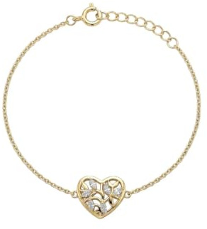Suzan Gold Herz Armband 925 Sterling Silber Damen Zirkonia Herz Armband vergoldet filigran elegant minimalistisch nickelfrei Geschenk Damenarmband