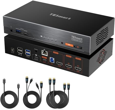 TESmart 5K@120Hz Thunderbolt 4 KVM Switch für 40Gbps USB-C Laptop HDMI Computer, 4 Devices 1 Thunderbolt-4 Monitor KVM-Switch, Thunderbolt Display Audio Video Switch, EDID, Ethernet, USB 3.0, HDCP 2.2