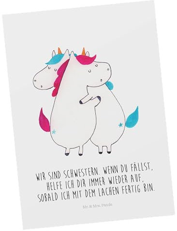 Mr. & Mrs. Panda Postkarte Einhörner Umarmen - Geschenk, Einhorn, Familie, Ansichtskarten, Liebe, Einladung, Einhorn Deko, Unicorn, Dankeskarte,