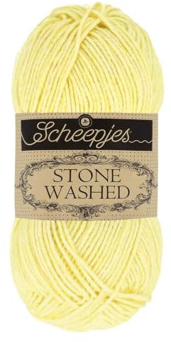 Scheepjes 1664-817 Stone Washed Baumwolle Garn, 78% 22% Acryl, 817 Citrine, 1x50g