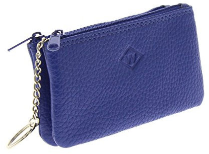 FASHIONGEN - Porte-Monnaie en Cuir à Double Compartiment à Zip, pour Homme et Femme - Bleu Cyan