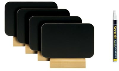 SECURIT - 4er-Set Kreidetafel Silhouette Rechteck | Dekoratives Design - Für Cafés, Bars, Restaurants