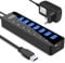 atolla USB Hub Aktiv 3.0 mit Netzteil, 7 Ports USB 3.0 Hub aktiver Datenhub mit Schalter und 1 Intelligenter Charging Port und 20W(5V/4A) Netzteil Adapter