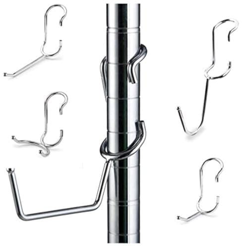 Sunway, Ganchos para Postes, Almacenamiento en Estantes, Solución para Garaje, Uso con Estantes, Rejillas de Metal o Alambre, Paquete de 5