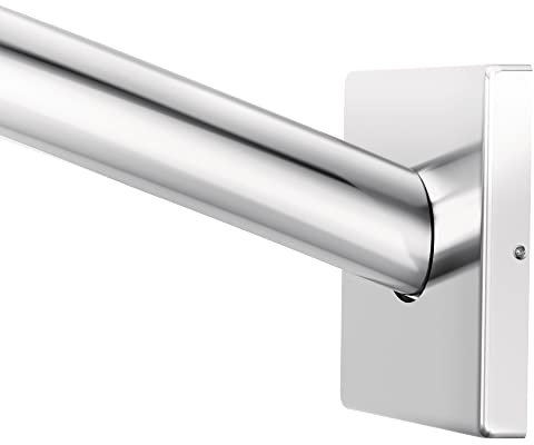 Moen CSR2167CH Triva - Barra de cortina de ducha curvada con bridas pivotantes, cromado