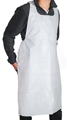 MT Products Einweg-Küchenschürze, Kunststoff, 116,8 x 71,1 cm, Weiß, 100 Stück