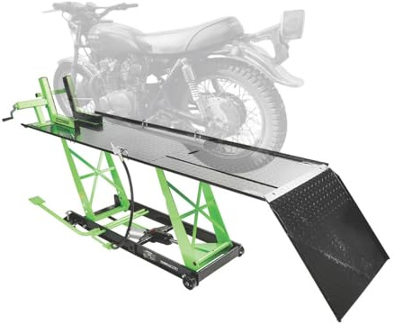 OEMTOOLS 24859 Air Hydraulic Motorcycle Lift, 1000 Lb. Capacity Mobile ATV/Motorcycle Lift Table, Heavy Duty Manual/Pneumatic Jack with Removable Ramp