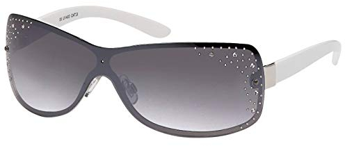Damen Sonnenbrille Strasssteine A0553 Weiß mit Strass