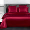 Omela Bettwäsche Satin 135x200 4teilig Weinrot Einfarbig Glatt Glänzend Bettbezüge mit Reißverschluss 100% Glanzsatin Polyester Sommerbettwäsche Set Kissenbezüge 80x80 cm