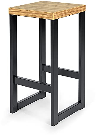 Magnetic Mobel Barhocker Barstuhl Tresenhocker Bistrohocker Designer Stahl Schwarz (Eiche, 47 cm)