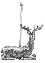 Chic Antique Toulon REH Hirsch Anhänger Silber Christbaumschmuck Hirsch liegend mit Aufhängung 51587-12