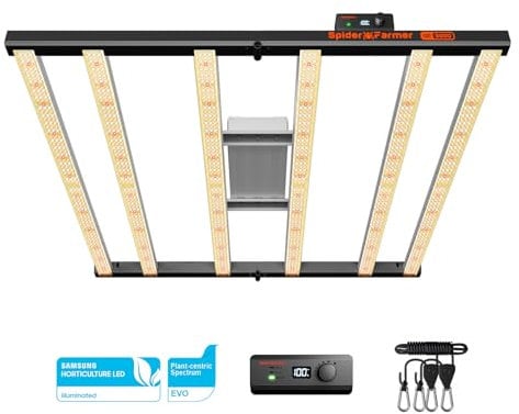 Spider Farmer SE5000 480W LED Grow Light, Samsung LM301H EVO Diodes, 2025 Upgraded Remote App Control, Full Spectrum Dimmable Daisy Chain Bar Style Growing Lamp for Indoor Plants, 120cmx120cm Coverage