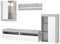 Mobelcenter - Mueble de Salón Tokio - Módulo TV, Módulo con estantes, Módulo Superior y Estante - Acabado en Color Cemento y Blanco - Medidas: Ancho: 254 cm x Alto: 112 cm x Fondo: 42 cm - (1200)