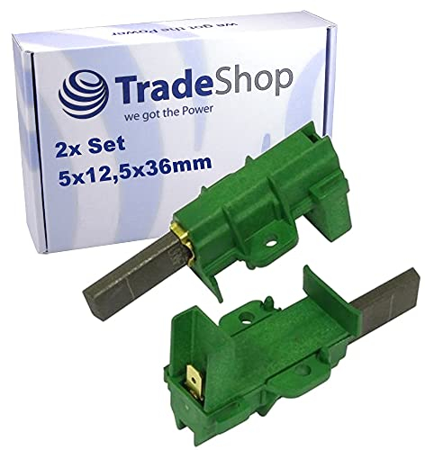 Trade-Shop 2 x Motor Carbon Brushes 5 x 12.5 x 36 mm with Holder for Arcelik Beko Blomberg Candy Elektra Bregenz Grundig Hoover Washing Machines