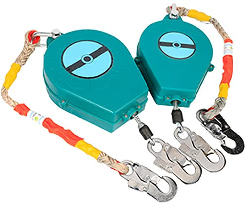 HJKHNK Absturzsicherung Einziehbar, Höhensicherungsgerät, Absturzsicherung Fallschutz Seil mit Selbstsichernder Haken für Dach-Decker, 2St, Last-150KG