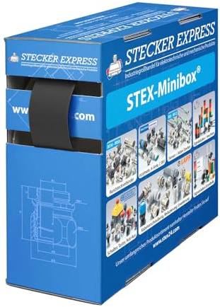 STEX24 Schrumpfschlauch 2:1, Minibox mit 5,9m, schwarz 16,0/8,0mm, 5/8 Zoll, WSB2 Schrumpftemperatur mind. 110°C, vollständig bei mind. 120°C - 1 Stück