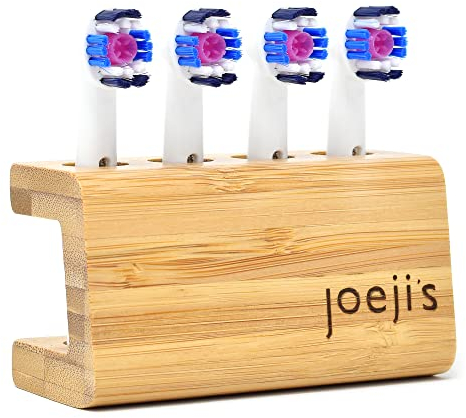 Joeji's Kitchen Curved Electric Toothbrush Head Holder - Freestanding Bamboo Storage Holder for Four Refill Heads - Improved Size Now fits Oral B and Most Replacement Head Sizes - Eco Friendly