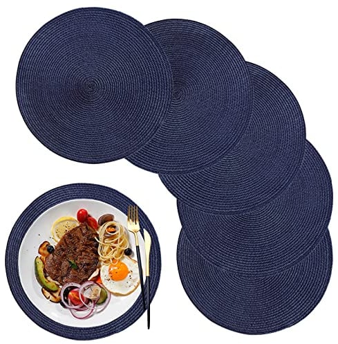 maifey Tischset Rund Platzset Abwaschbar Hitzebeständig Platzdeckchen für Geburtstags, Party, Hochzeit, Weihnachten(blau, 32cm)
