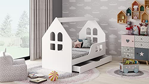 BDW Kinderbett HOUSEBETT MIT SCHUBLADE 160x80 Modernes Design mit sicheren Kanten