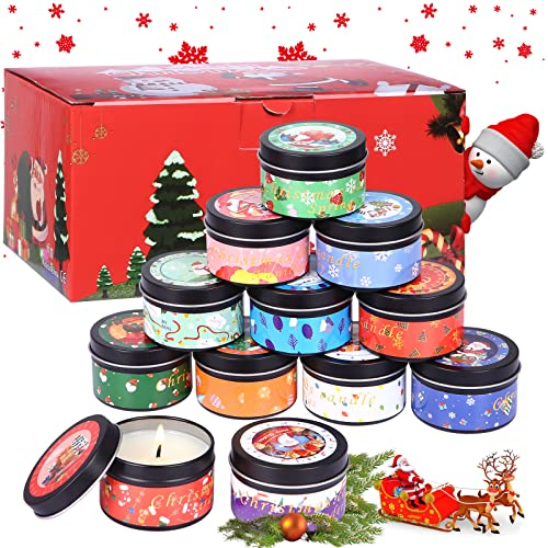Duftkerzen Geschenkset für Frauen 12 Pack Weihnachtskerze Natürliches Sojawachs Aromatherapie Kerzen Duftkerzen Deko für Weihnachten,Geburtstag,Muttertag, Valentinstag, Aromatherapie, Bad, Yoga
